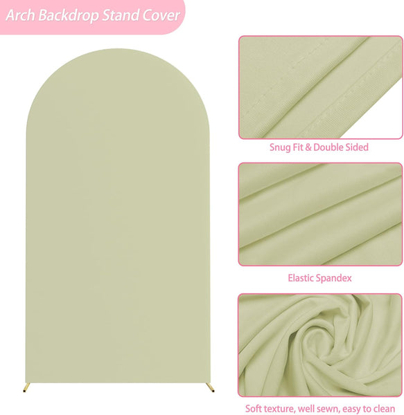 Sage Green Spandex Fitted Arch Cover for Round Top Chiara Backdrop Stand Covers for Wedding Birthday Party Decoration