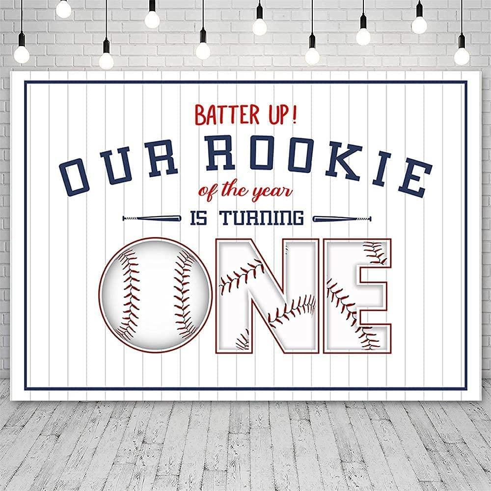 Baseball 1st Birthday Background for Party Photography Decorations White Stripe Photo Backdrop Booth - Hibrides