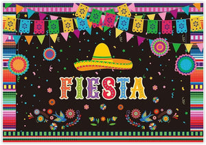 Mexican Fiesta Theme Backdrop for Photography Festival Birthday Party Decor Cinco De Mayo Carnival Colorful Flags - Hibrides