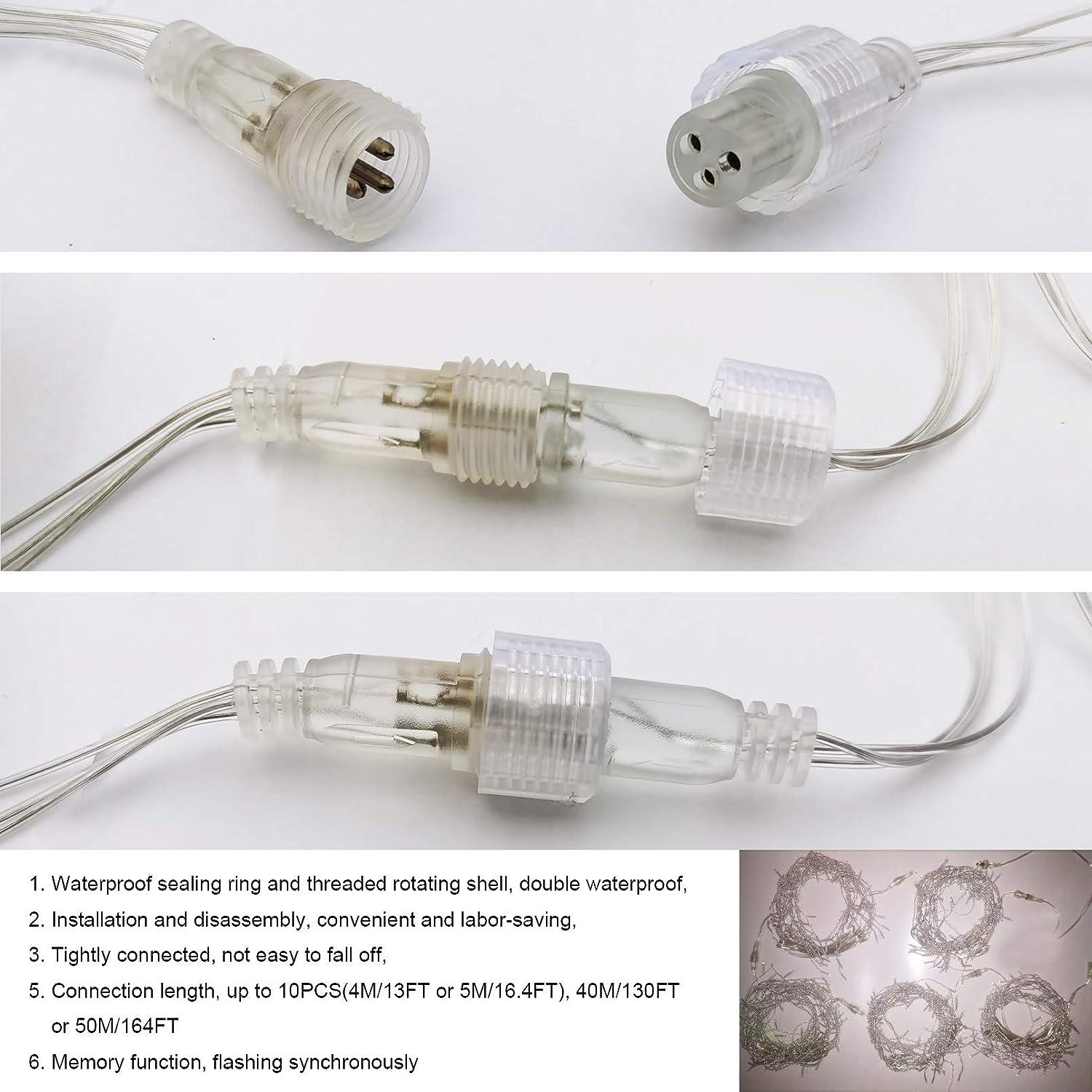 LED Icicle String Lights, Christmas Icicle Lights 16.4ft Window Curtain Starry Fairy Lights Plug in 8 Modes for Wedding Party - Hibrides