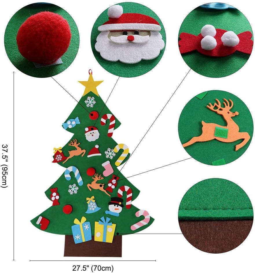 DIY Felt Christmas Tree Set with Ornaments for Kids, Xmas Gifts, New Year Door Wall Hanging Decorations - Hibrides