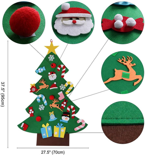 DIY Felt Christmas Tree Set with Ornaments for Kids, Xmas Gifts, New Year Door Wall Hanging Decorations
