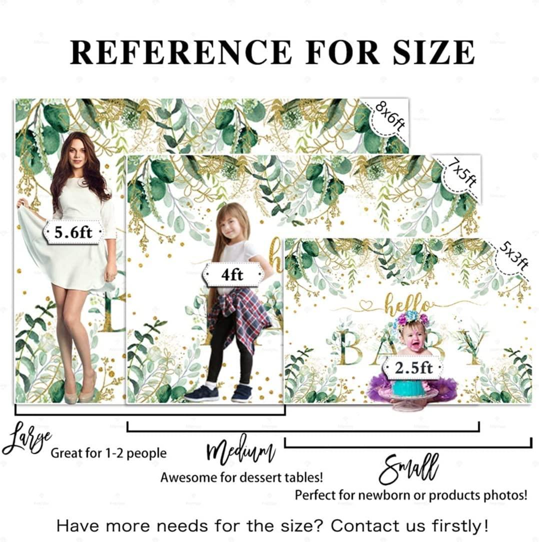 7x5ft Greenery Hello Baby Theme Backdrop for Jungle Safari Woodland Birthday Decor - Hibrides