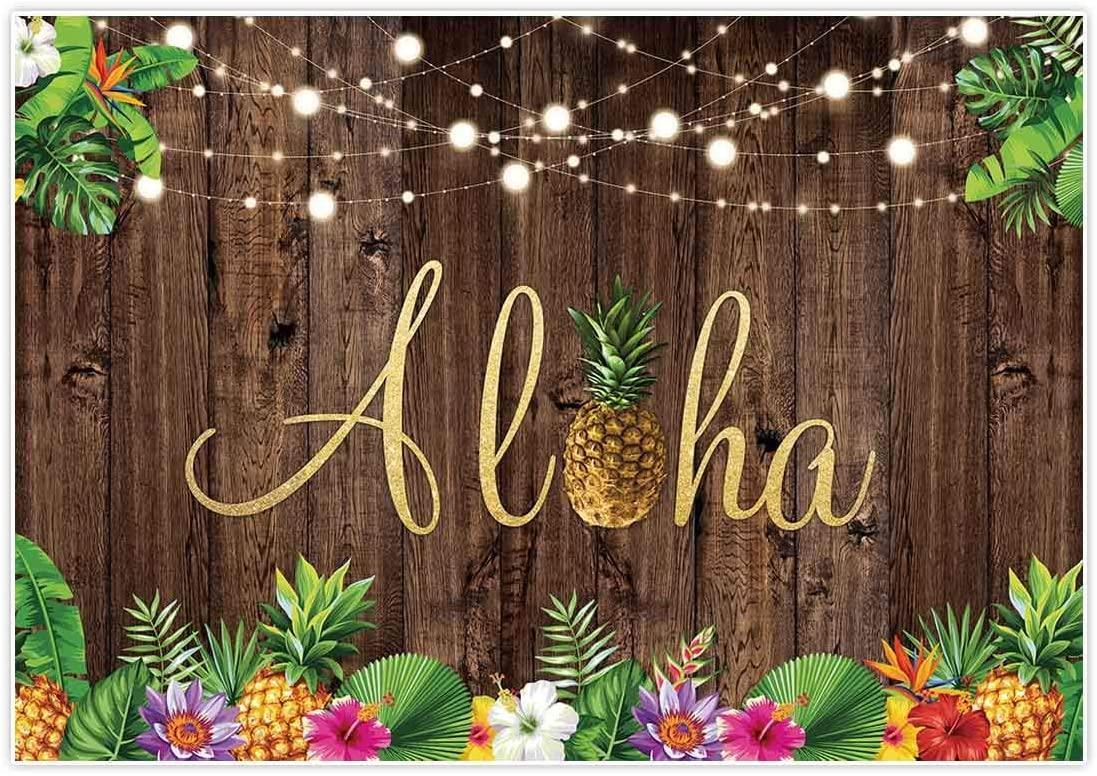 5x3ft Aloha Rustic Wooden Backdrop for Summer Tropical Hawaiian Beach Party Photography Background - Hibrides