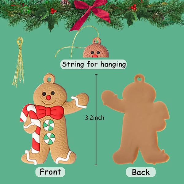12pcs Gingerbread Man Ornaments for Christmas Tree Assorted Plastic Gingerbread Figurines Ornaments for Christmas Tree