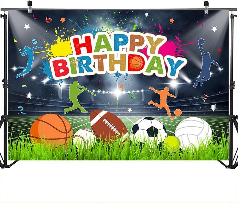 Sport Balls Theme Birthday Backdrop Basketball Tennis Football Baseball Volleyball Boys Birthday Party Background - Hibrides