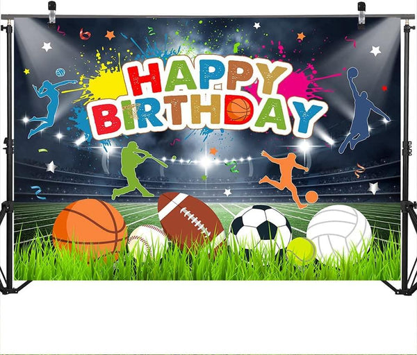 Sport Balls Theme Birthday Backdrop Basketball Tennis Football Baseball Volleyball Boys Birthday Party Background - Hibrides