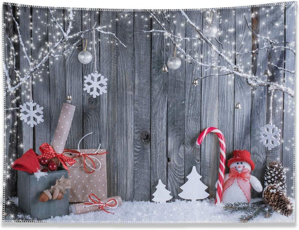 7x5ft Fabric Christmas Photography Backdrop Winter Snowman Santa Gift - Hibrides