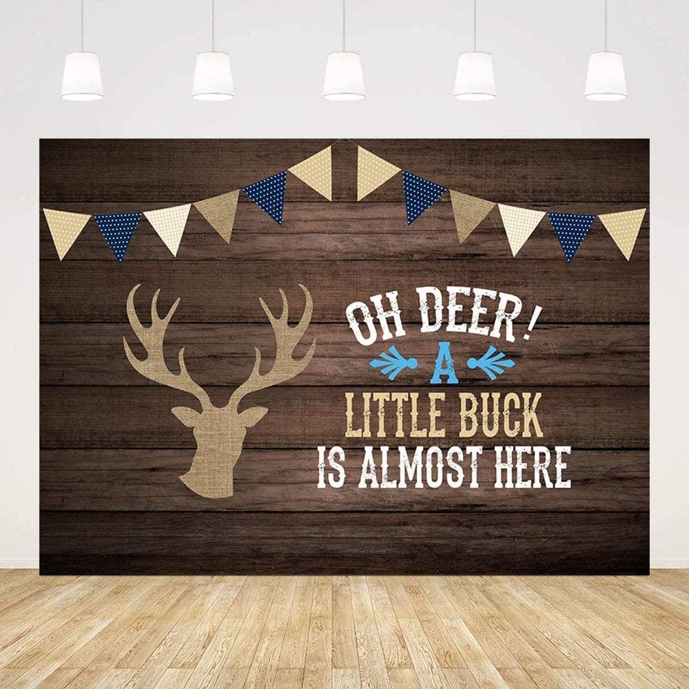Oh Deer Boy Baby Shower Gray Rustic Wood Backdrops Birthday Party Decoration - Hibrides