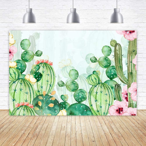 Cactus Floral Fiesta Photo Backdrop Baby Shower Bridal Shower Themed Background for Photography - Hibrides