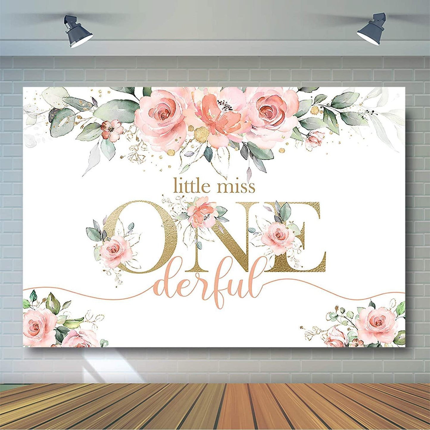 Blush Pink Floral 1st Birthday Party Backdrop for Girl Miss Onederful Party Photography Background - Hibrides