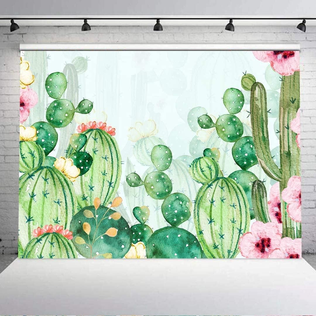 Cactus Floral Fiesta Photo Backdrop Baby Shower Bridal Shower Themed Background for Photography - Hibrides