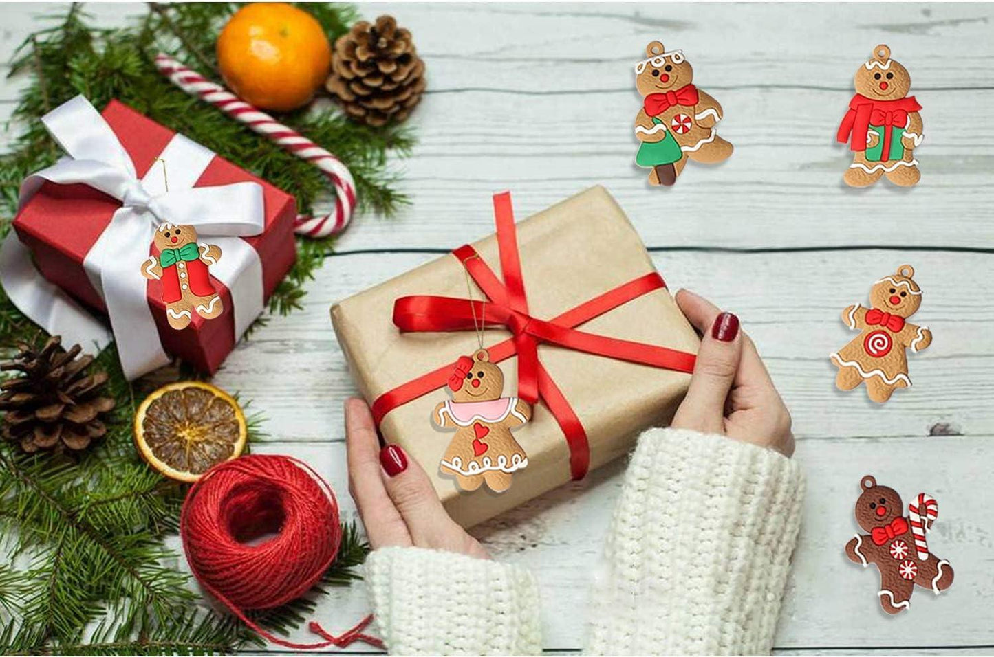 12pcs Gingerbread Man Ornaments for Christmas Tree Assorted Plastic Gingerbread Figurines Ornaments for Christmas Tree - Hibrides