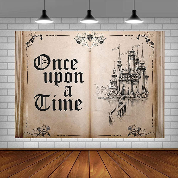 Fairy Tale Books Backdrop Old Opening Book Once Upon a Time Ancient Castle Princess Romantic Story Photo Background - Hibrides