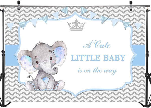 Boy Elephant Baby Shower Backdrop Little Baby Elephant Baby Shower Photography Background - Hibrides