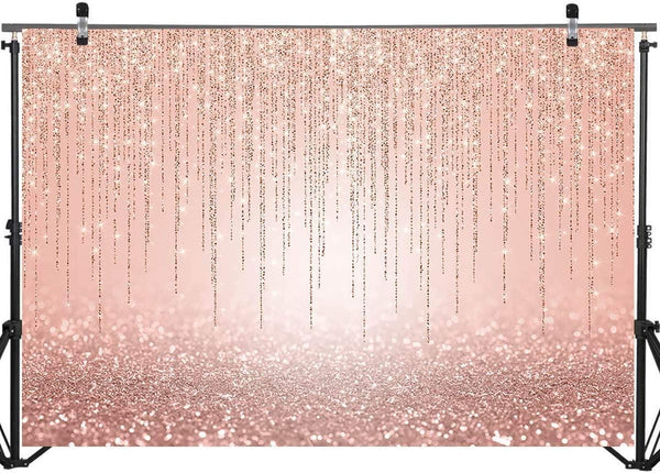 Rose Gold Glitter Backdrop Sweet 16th Girl's Birthday Party Decorations Photo Backdrops - Hibrides