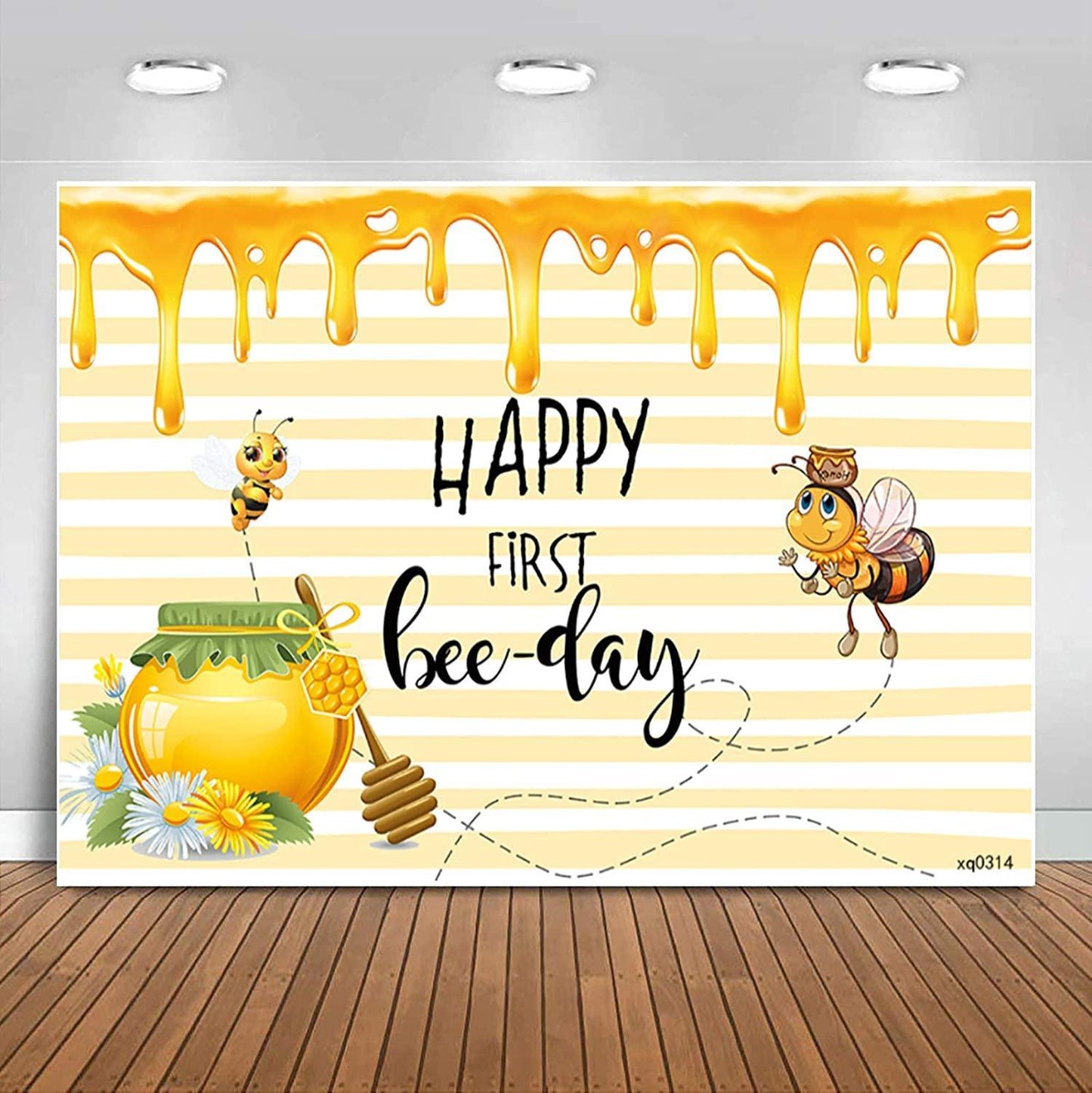 Happy 1st Bee-Day Backdrop Honey Bumble Bee Theme Baby Shower Party Decorations - Hibrides