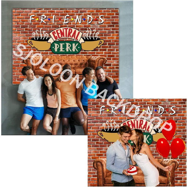 Friends Central Perk Theme Backdrop Red Brick Wall Retro Pub Sofa and Coffee for 80s 90s - Hibrides