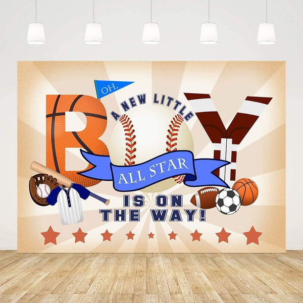 Sports Baby Shower Party Decoration backdrop for Boy Football Baseball Basketball Sport Theme Party - Hibrides