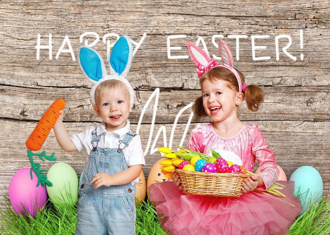 Spring Happy Easter Theme Photography Backdrop Easter Backdrop Easter Eggs Grass Plank Backdrop - Hibrides