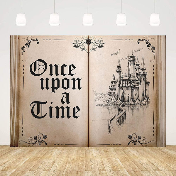 Fairy Tale Books Backdrop Old Opening Book Once Upon a Time Ancient Castle Princess Romantic Story Photo Background - Hibrides