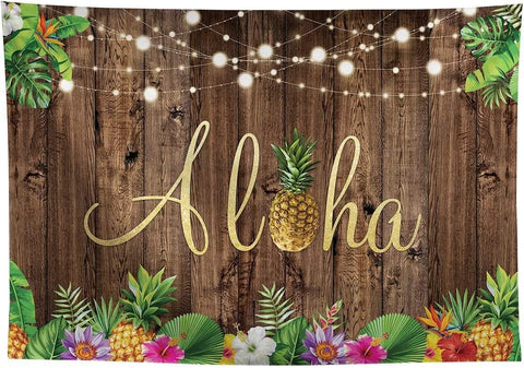 5x3ft Aloha Rustic Wooden Backdrop for Summer Tropical Hawaiian Beach Party Photography Background - Hibrides