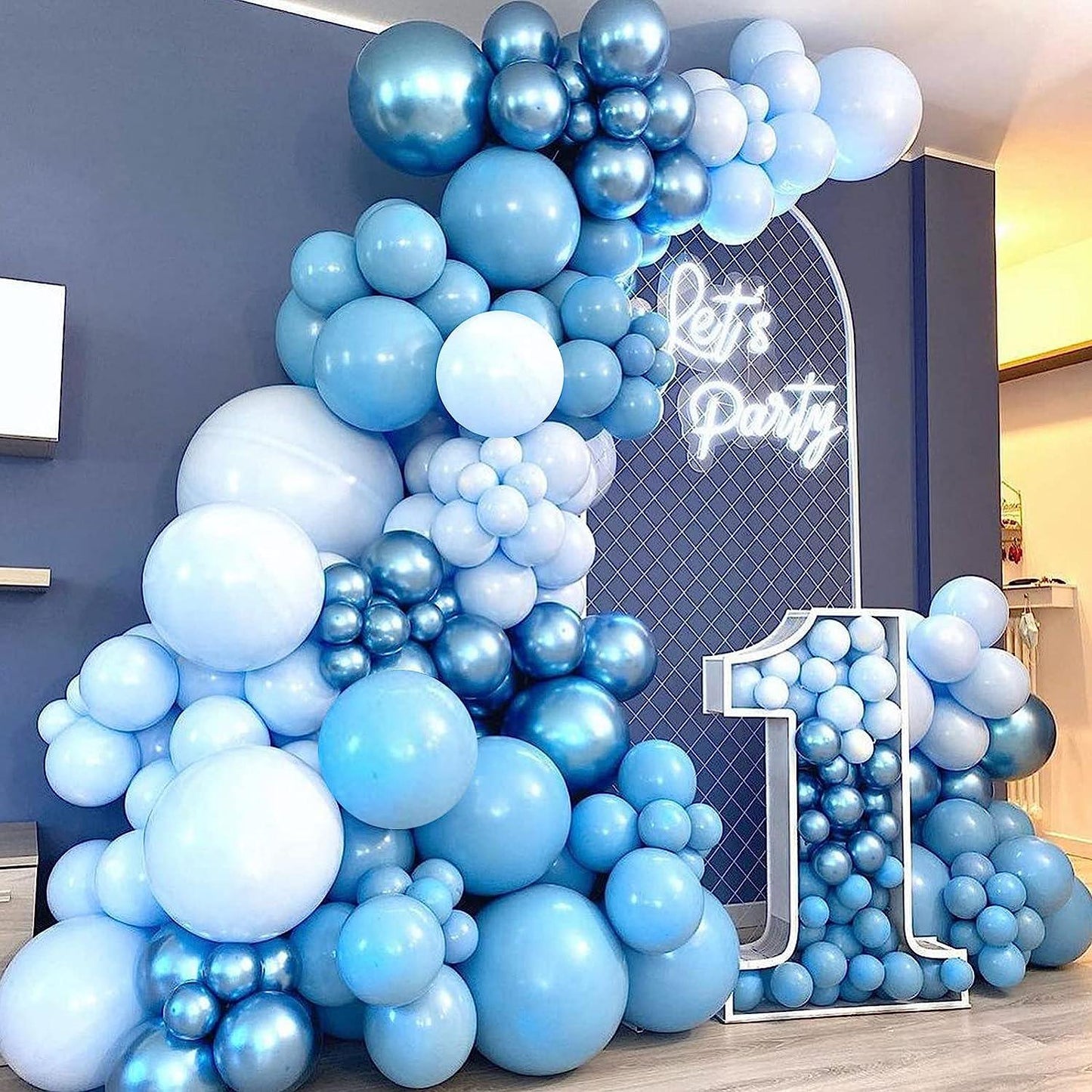 162pcs Boy's Birthday Blue Macaroon Garland Kit - Hibrides