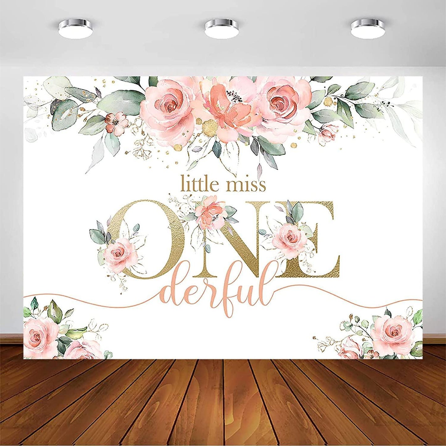 Blush Pink Floral 1st Birthday Party Backdrop for Girl Miss Onederful Party Photography Background - Hibrides