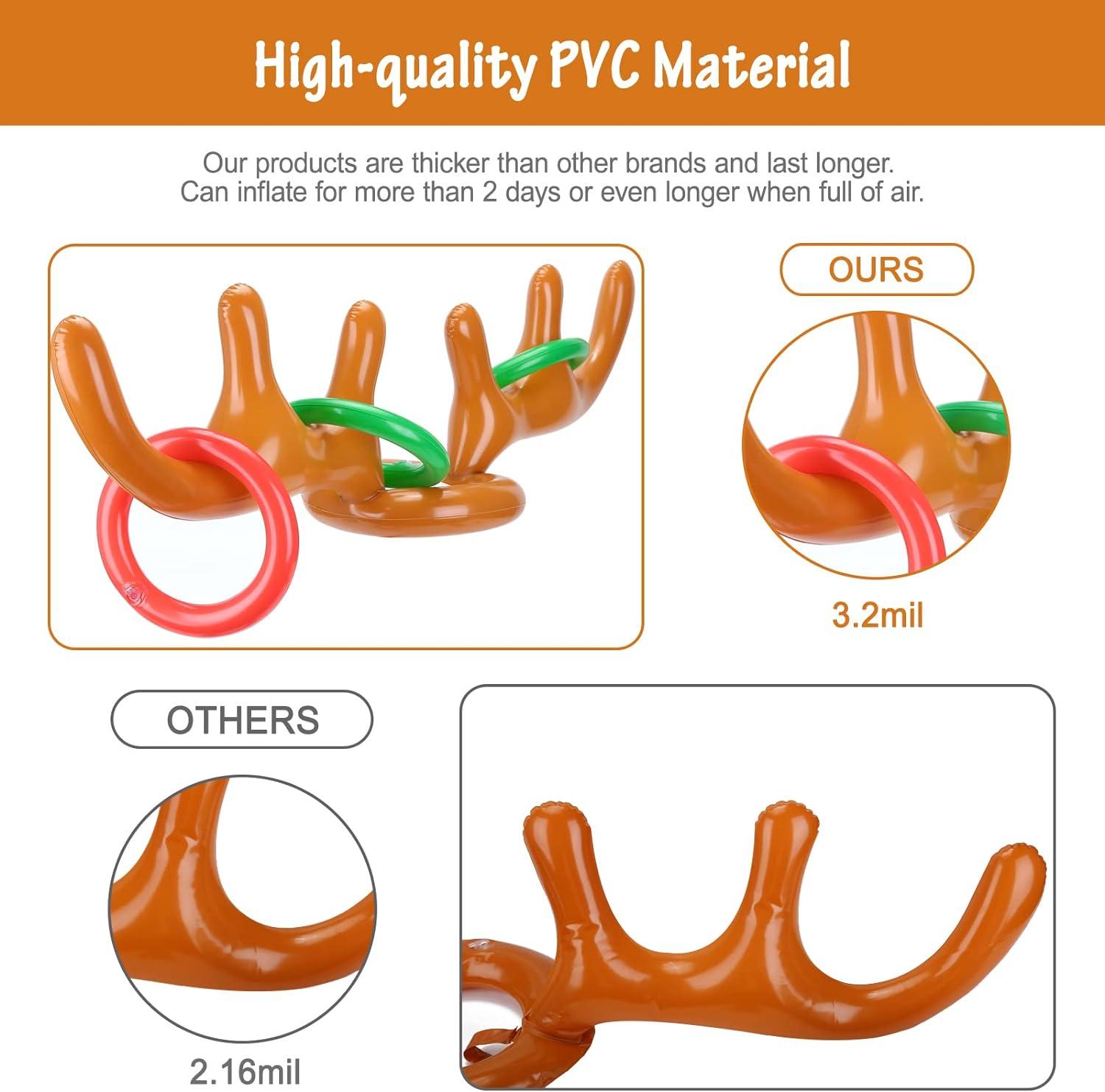 2 Packs Inflatable Reindeer Antler Ring Toss Game for Christmas Party Supplies Xmas Target Game - Hibrides