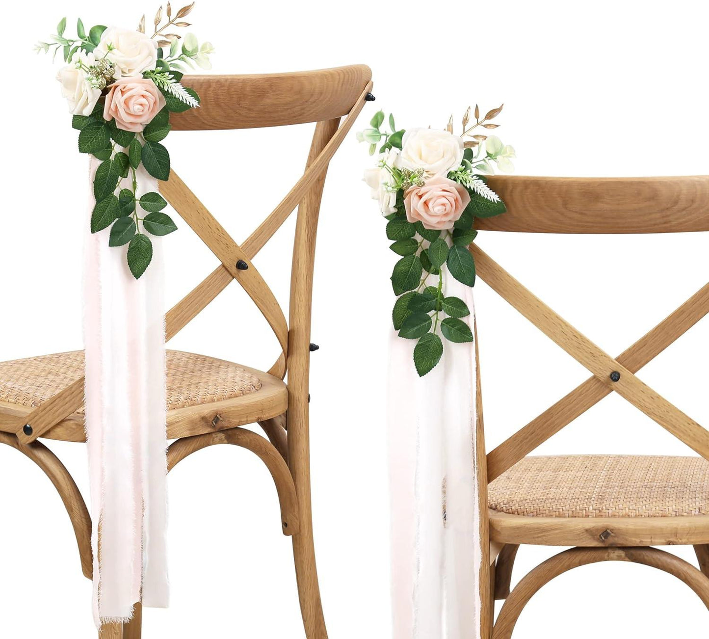 6pcs Outdoor Wedding Aisle Decorations Wedding Chair Decor for Wedding Ceremony White Wedding Artificial Flowers for Chair Decor Pew Flowers