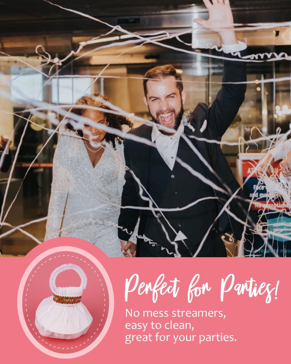 24pack Confetti Poppers,Romantic White Hand Throw Streamers Poppers,No Mess Crackers for Wedding Exit, Wedding Send Off Idea