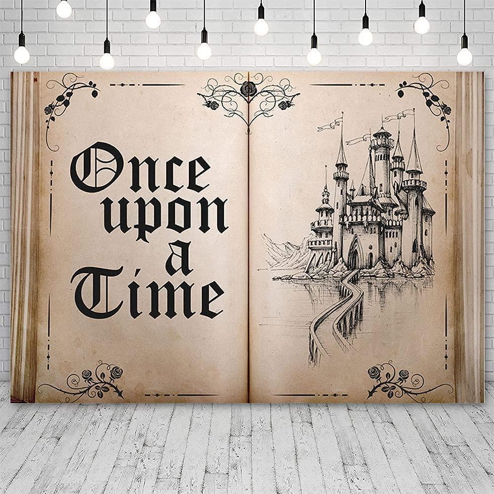 Fairy Tale Books Backdrop Old Opening Book Once Upon a Time Ancient Castle Princess Romantic Story Photo Background - Hibrides