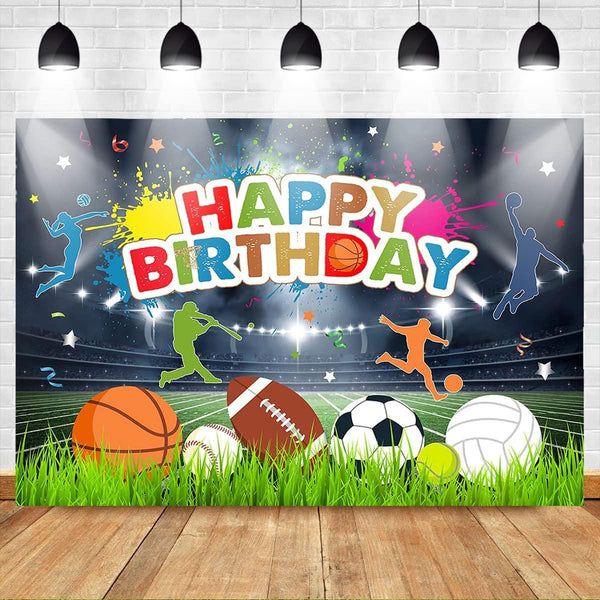 Sport Balls Theme Birthday Backdrop Basketball Tennis Football Baseball Volleyball Boys Birthday Party Background - Hibrides