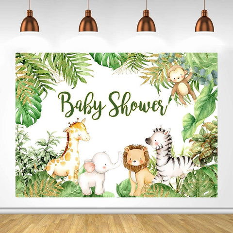 Safari Animals Baby Shower Photography Backdrop Jungle Baby Shower Background - Hibrides