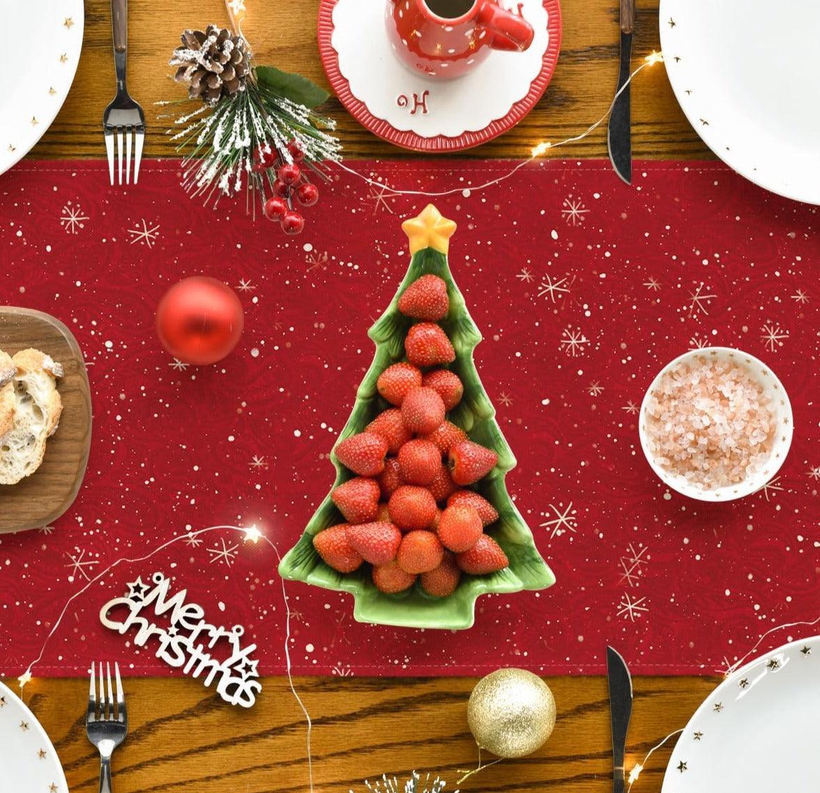 13x72 Inch Snowman Christmas Birds Trees Table Runner, Seasonal Winter Xmas Holiday Kitchen Dining Table Decoration - Hibrides