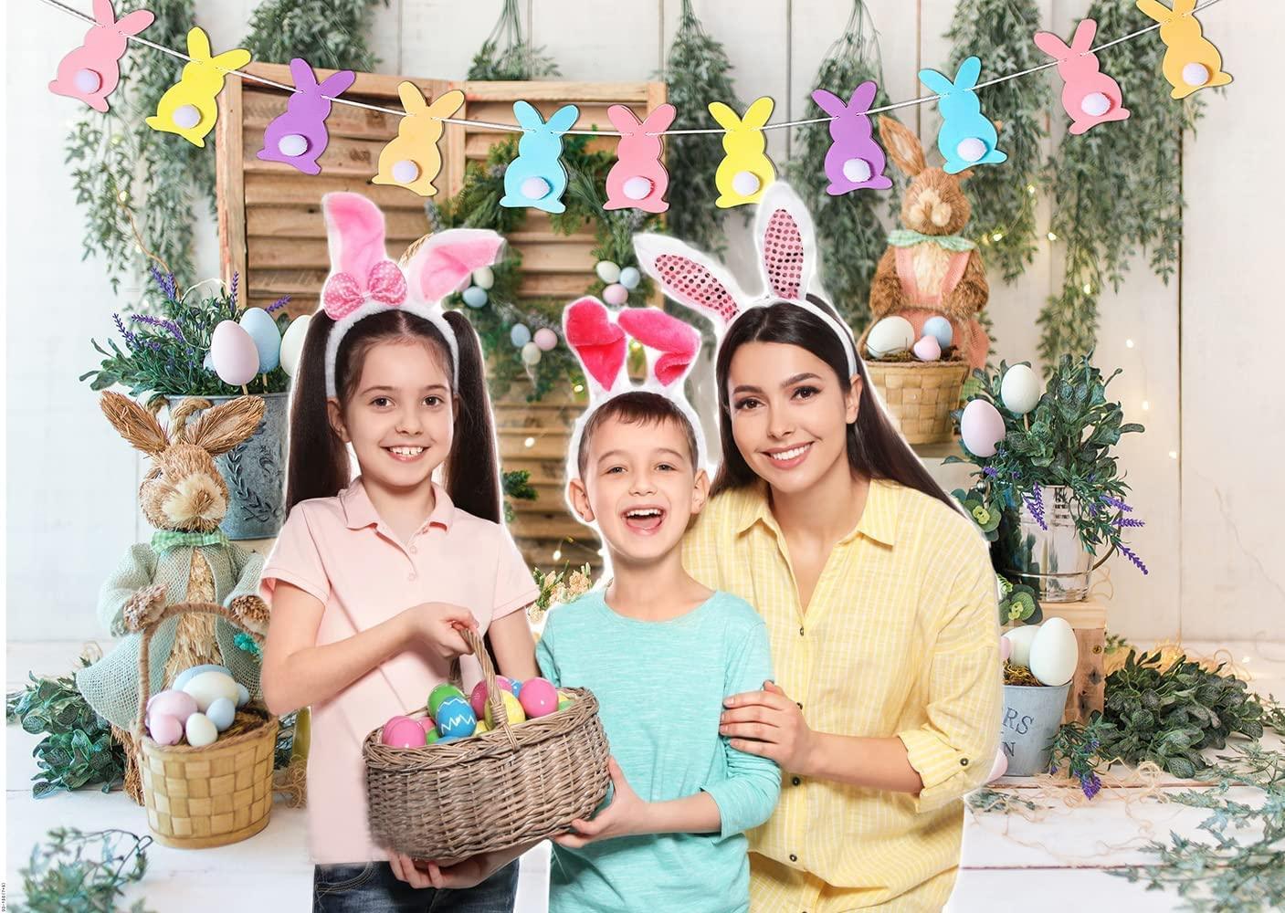 Easter Backdrop Spring Garden Rabbit Decoration Flower Stand Photography Background - Hibrides