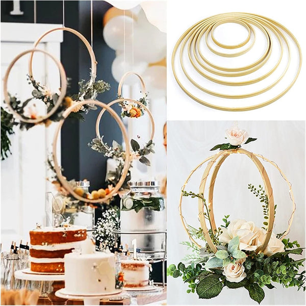 10pcs Wooden Bamboo Floral Hoop Wreath DIY Macrame Craft Wall Hanging Hoop Ring For Christmas Easter Wedding Party Decoration - Hibrides
