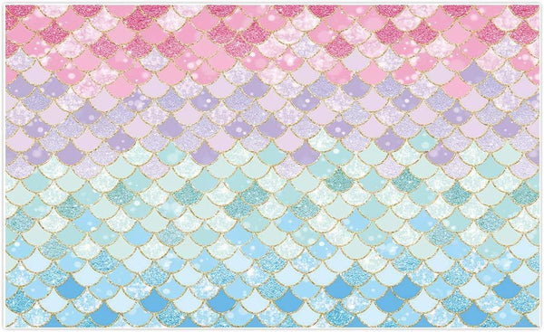 7x5ft Soft Fabric Pastle Mermaid Scales Backdrop for Photography Pictures Girls Birthday Party - Hibrides