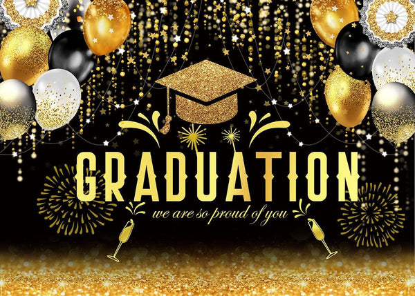 2023 Class Graduation Photography Backdrop Black Gold Glitter Graduation Party Background 2023 Congrats Grad - Hibrides