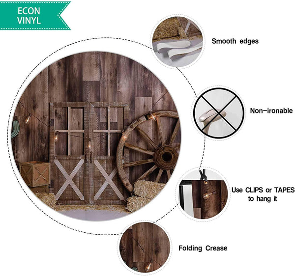 7x5ft Cowboy Backdrop for Photography Vintage Wild West Wooden House Barn Door Kids Baby Shower Birthday - Hibrides