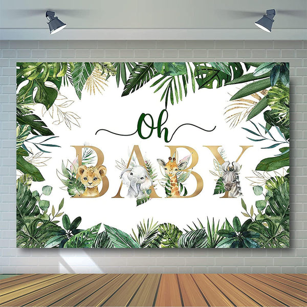 Jungle Animals Oh Baby Backdrop for Baby Shower Decoration Photography Background - Hibrides