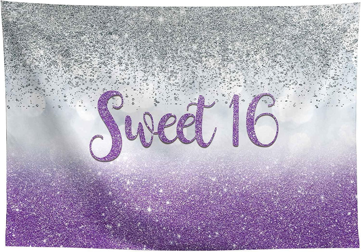 Sweet 16 Silver Blue Bokeh Glitter Backdrop 7x5ft for Girls Happy 16th Birthday Party Decorations - Hibrides