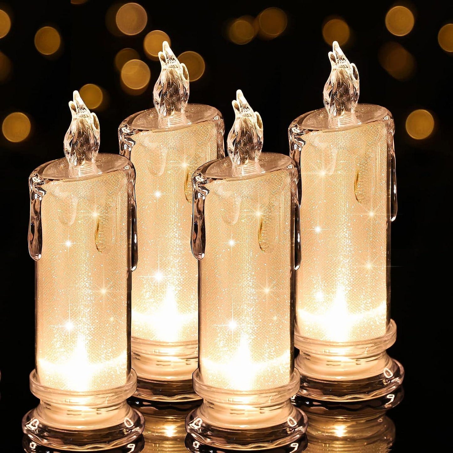 4PCS White LED flameless Candles, LED Clearance Pillar Candles, Battery Included, Decorations for Valentine's Day Wedding Birthday Christmas Decorations - Hibrides