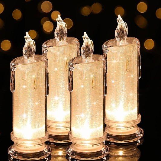 4PCS White LED flameless Candles, LED Clearance Pillar Candles, Battery Included, Decorations for Valentine's Day Wedding Birthday Christmas Decorations - Hibrides