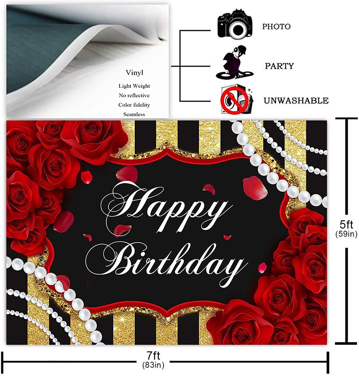 Red Rose Birthday Backdrop for Girls Woman Party Decorations Red Roses Floral Pearl - Hibrides