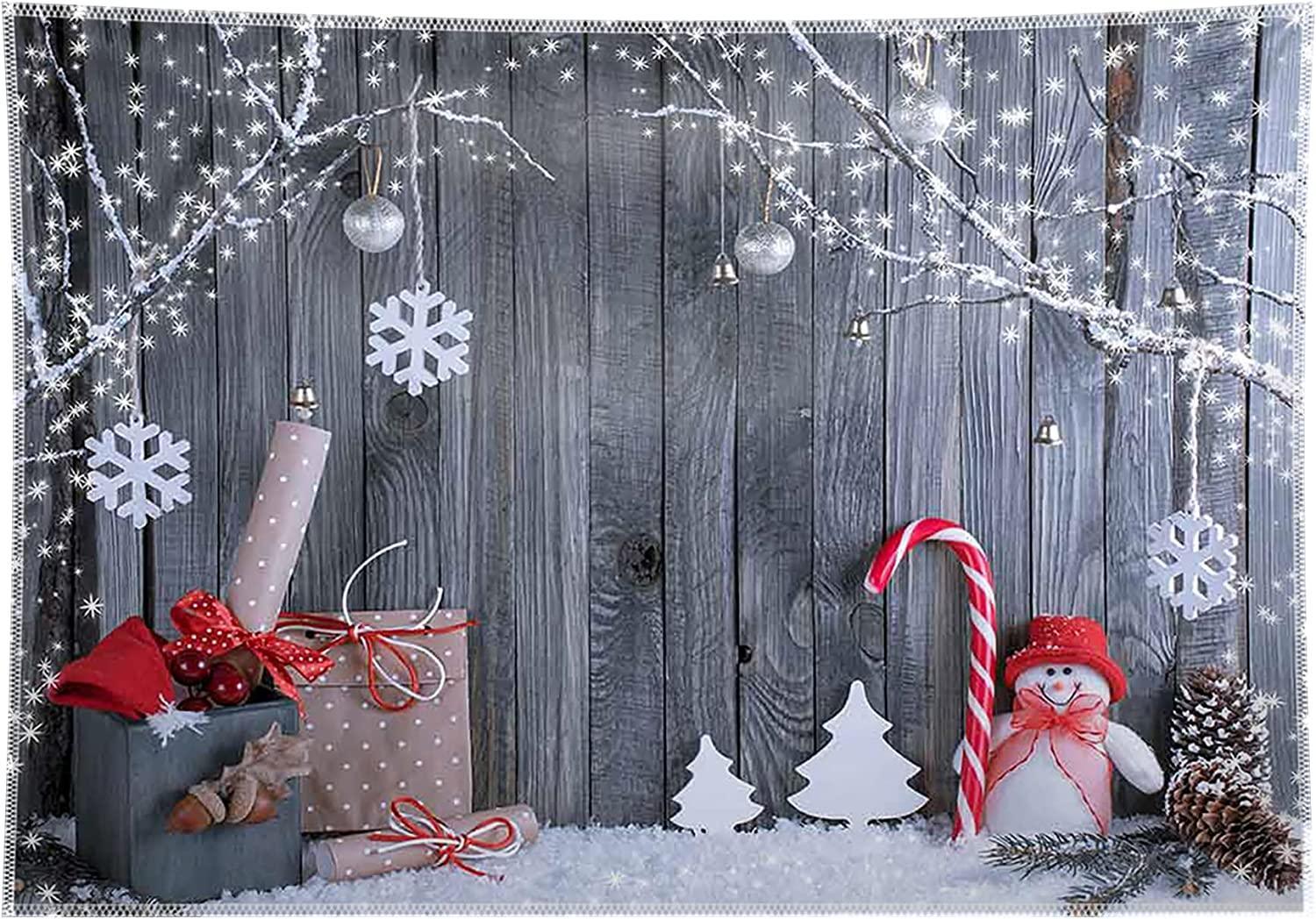 7x5ft Fabric Christmas Photography Backdrop Winter Snowman Santa Gift - Hibrides