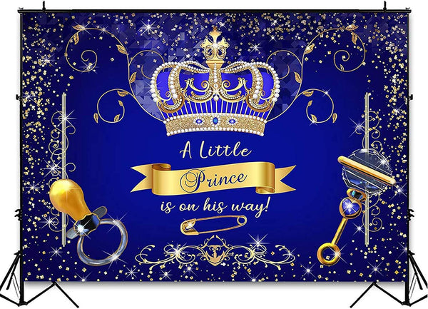 Royal Prince Baby Shower Backdrop for Party Decorations - Hibrides