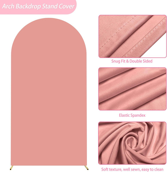 Dusty Rose Spandex Fitted Arch Cover for Round Top Chiara Backdrop Stand Covers for Wedding Birthday Party Decoration