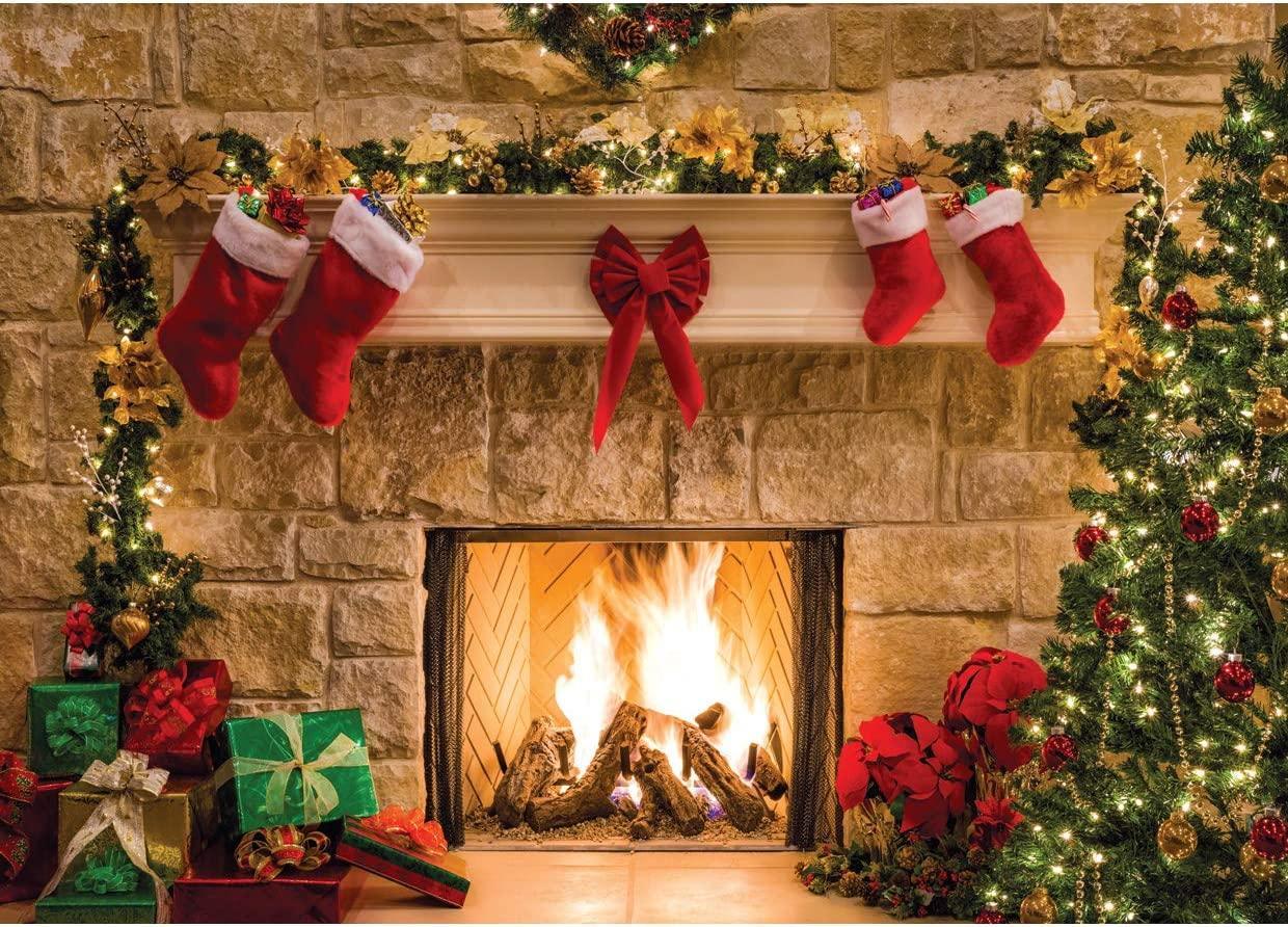 Christmas Photography Backdrops Child Christmas Fireplace Decoration Background for Photo - Hibrides