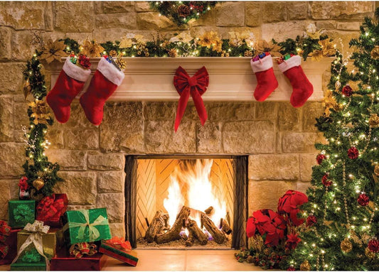 Christmas Photography Backdrops Child Christmas Fireplace Decoration Background for Photo - Hibrides